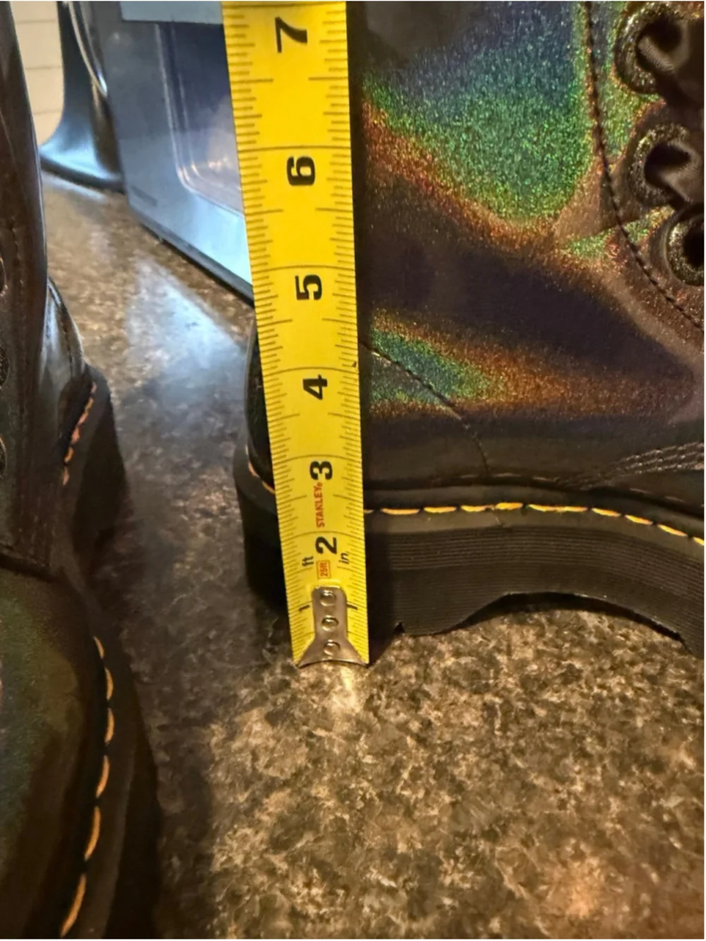 Dr Martens VEGAN MOLLY Iridescent RAINBOW PLATFORM BOOTS